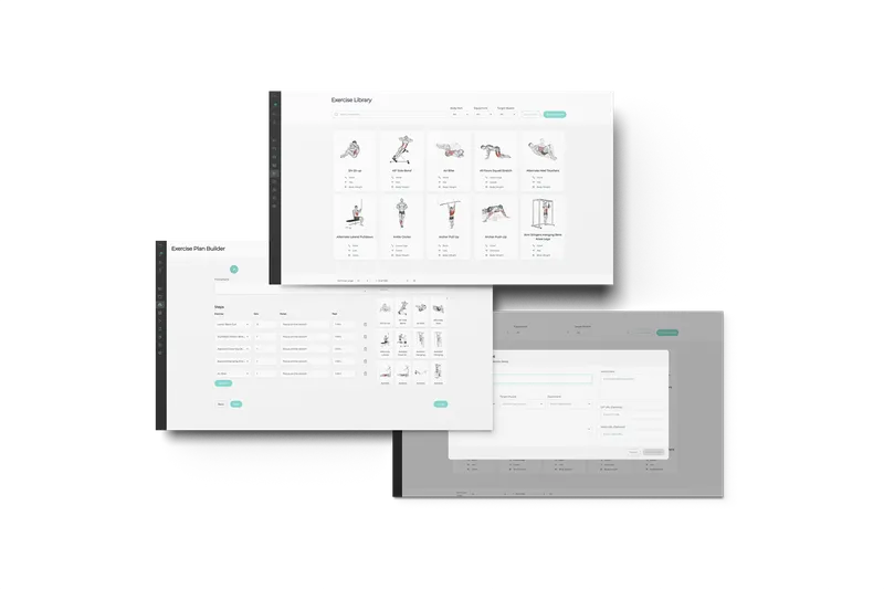 Exercise library and rehab programme builder